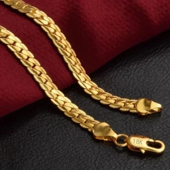 “20”NEW 18K GOLD SNAKE NECKLACE - Picture 1 of 3